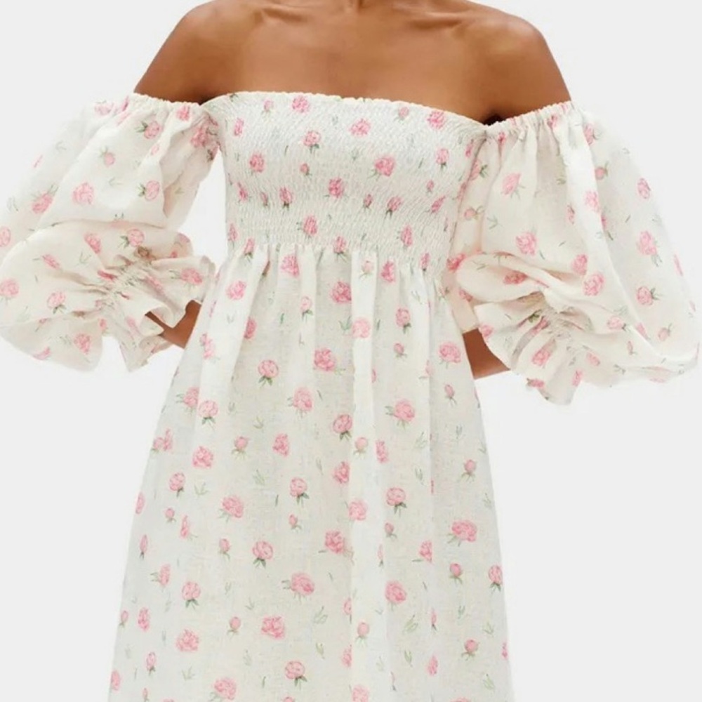 Sleeper Atlanta Linen Dress in Roses